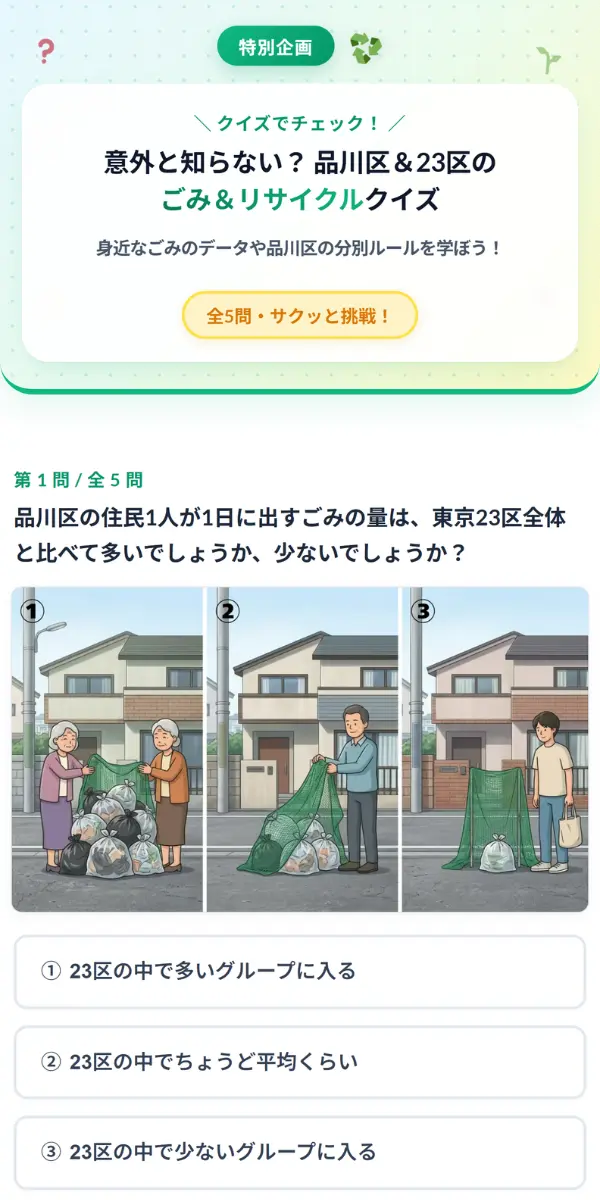 ごみ＆リサイクルクイズ スマホ表示
